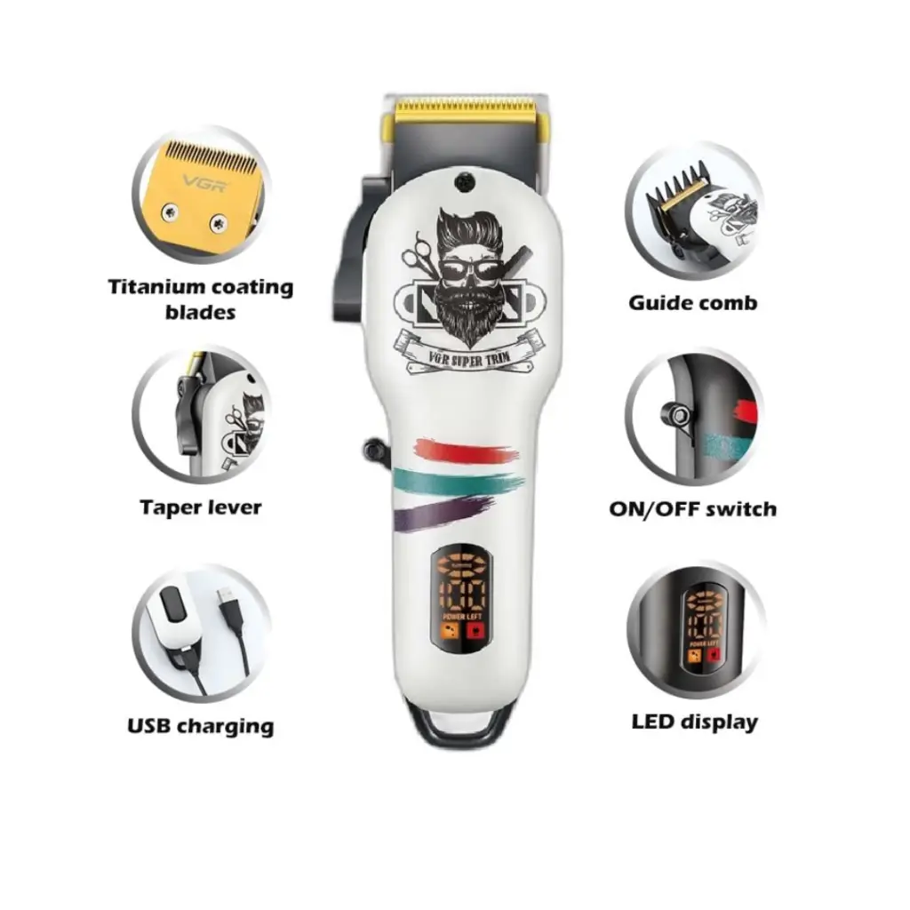 VGR V-699 Salon Series Professional Digital Display Cordless Hair Clipper with Taper Lever – photo 4