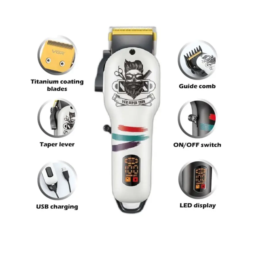 VGR V-699 Salon Series Professional Digital Display Cordless Hair Clipper with Taper Lever – photo 4