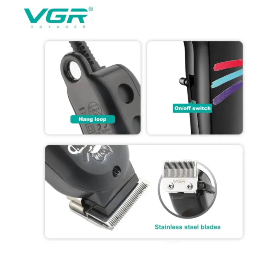 VGR V-129 Professional Corded Hair Clipper with Taper Lever – Salon-Grade – photo 3