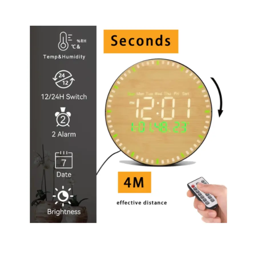 Wall and Table Clock Wooden Green 26cm with Remote Control DS-5823L – photo 2
