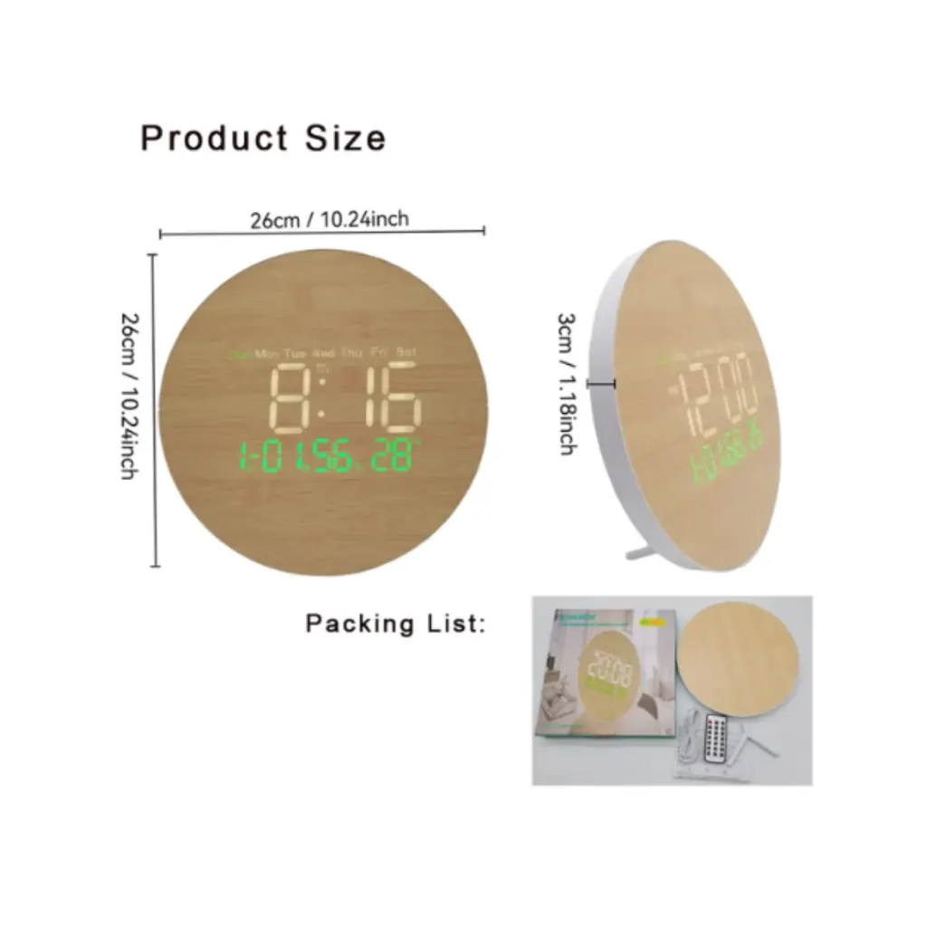 Wall and Table Clock Wooden Green 26cm with Remote Control DS-5823L – photo 3
