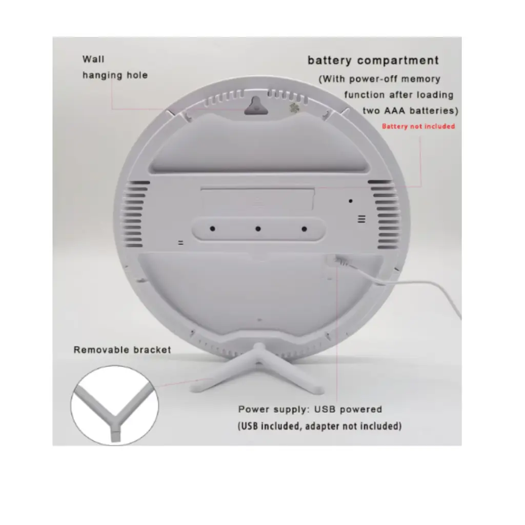 Modern Large Screen LED Round Wall Clock with Temperature, Humidity & Date Display – photo 2