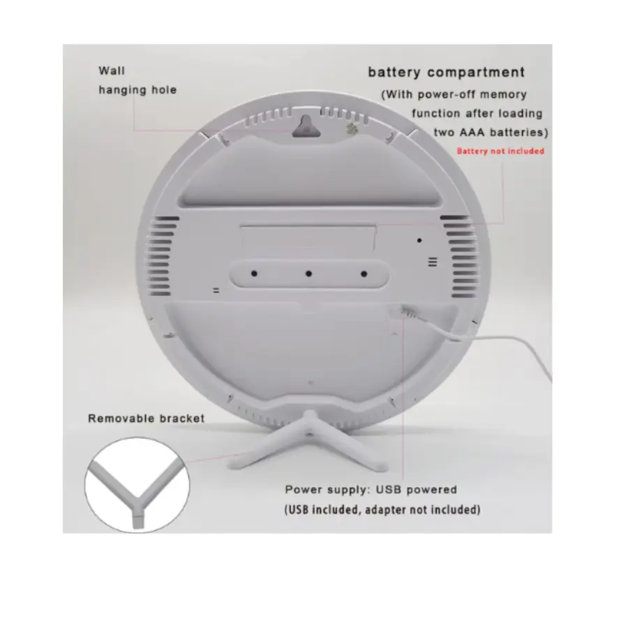 Modern Large Screen LED Round Wall Clock with Temperature, Humidity & Date Display – photo 2