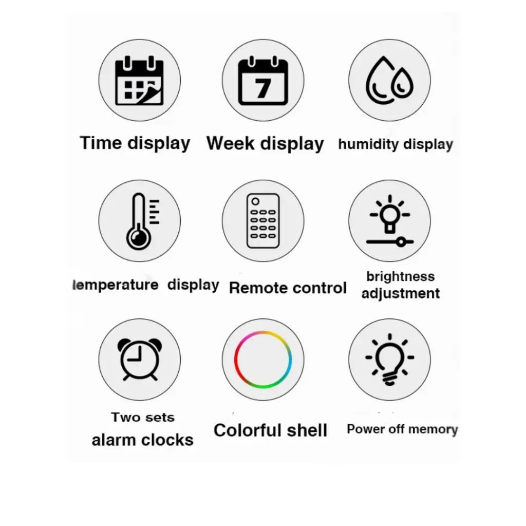 Modern Large Screen LED Round Wall Clock with Temperature, Humidity & Date Display – photo 4