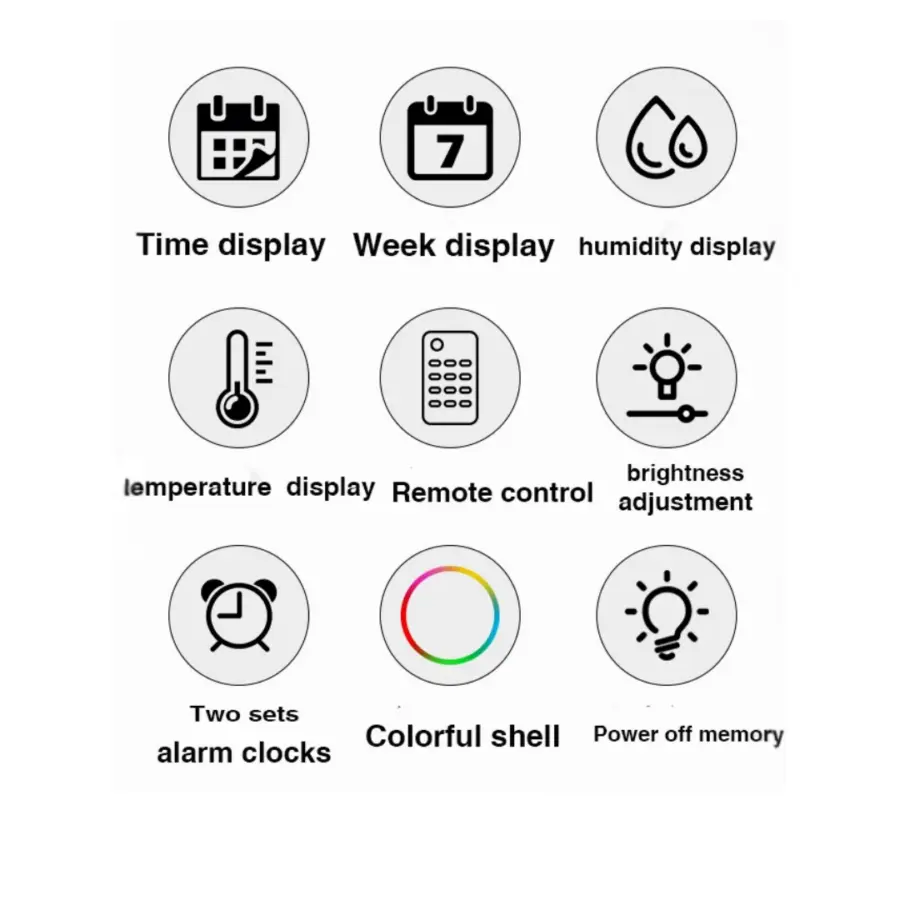 Modern Large Screen LED Round Wall Clock with Temperature, Humidity & Date Display – photo 4