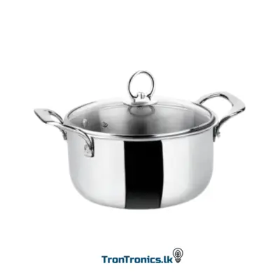 "Premium Stainless Steel Casserole with Glass Lid – 20cm & 24cm – Healthy Cooking Alternative – Trontronics Sri Lanka"