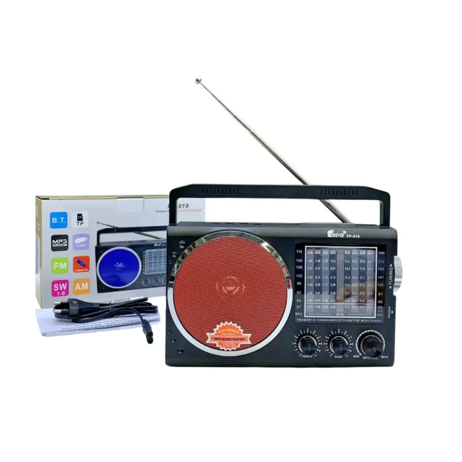 "FP-819 Bluetooth Speaker with 10-Band Radio AM/FM/SW1-8 – Portable Radio Speaker with Antennas – Trontronics Sri Lanka"