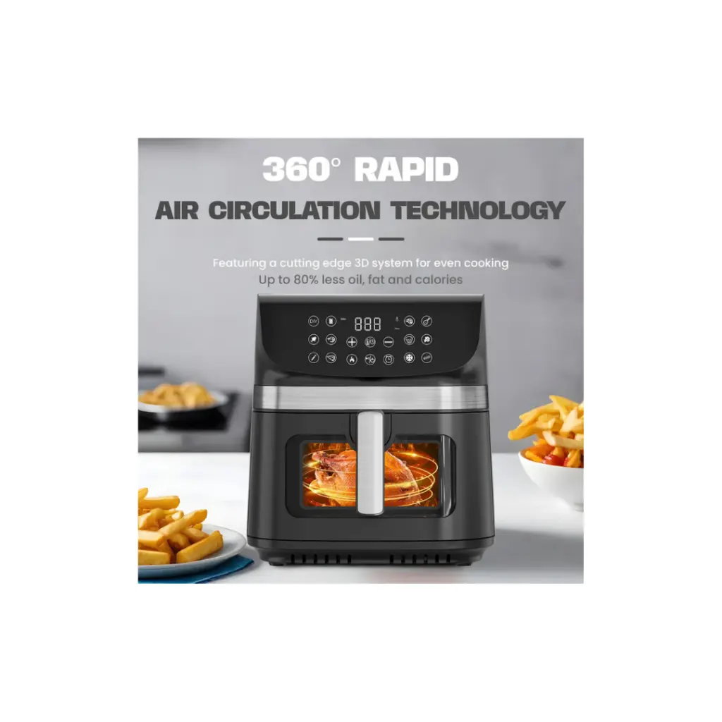 Premium Mitshu Digital 9.0L Air Fryer with 3D Visible Window (Shiny Black) – photo 3