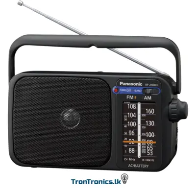 Panasonic RF-2400DEG Portable FM AM Radio available at Trontronics Sri Lanka – compact radio with clear sound and easy tuning.