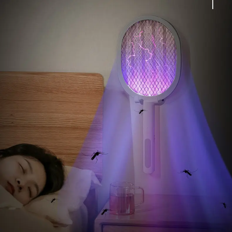 Dual-Use Electric Mosquito Swatter USB Charging Racket Fly Swatter Pest Control Mosquito Standing Killer Lamp – photo 3