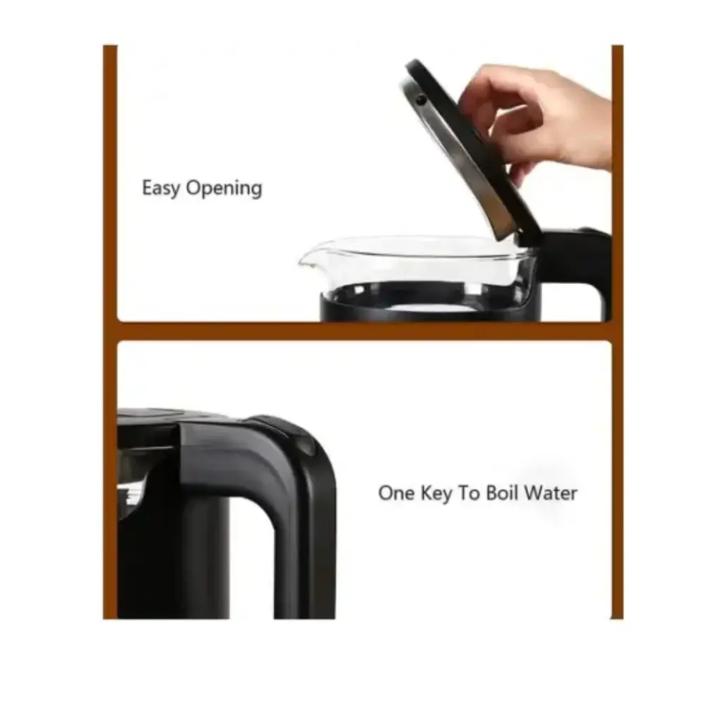 Richpower High Borosilicate Glass Cordless Electric Kettle – 1500W (Black) – photo 4