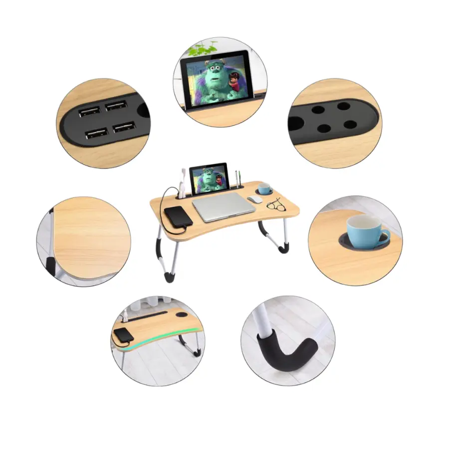 Premium Portable Foldable Laptop Table with Tablet Slots & Cup Holder – photo 3
