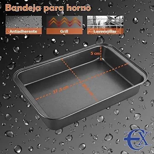 Carbon Steel Non-stick Baking Tray, 37.5 x 25.5 x 5 cm – photo 2