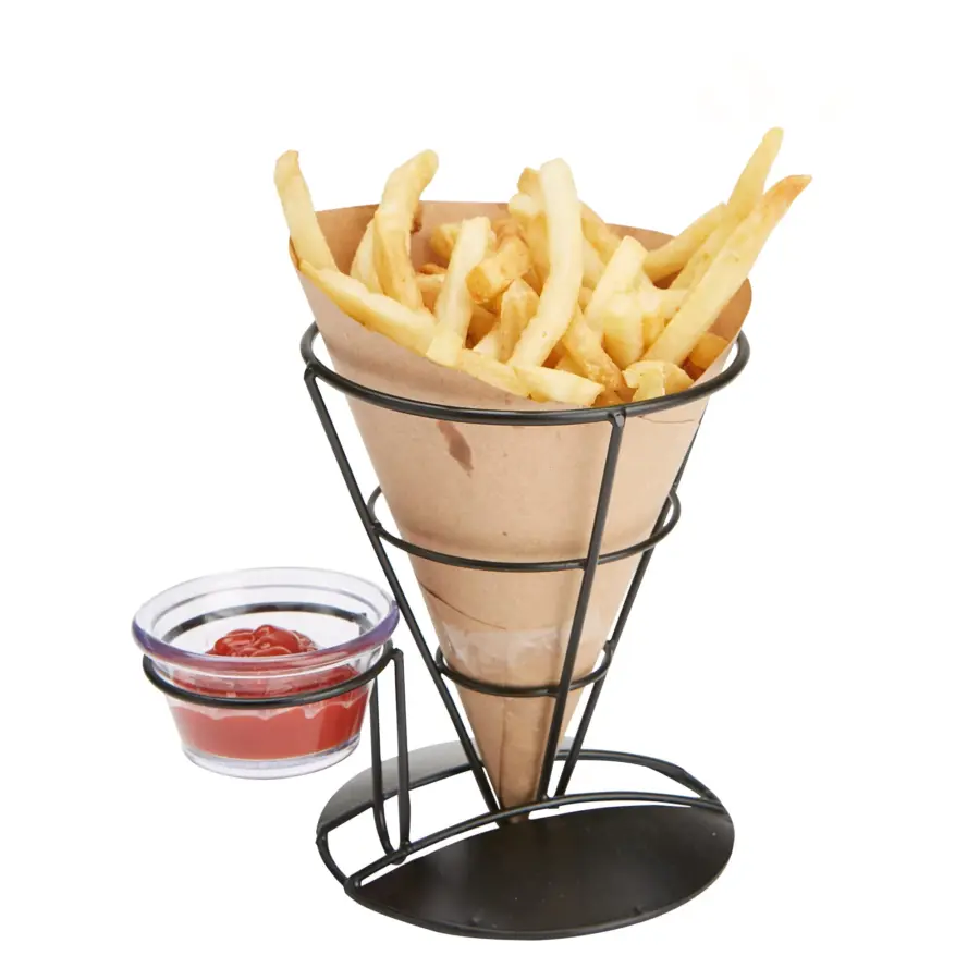 Cone French Fry Holder with Sauce Cup / Condiment Holder – photo 3