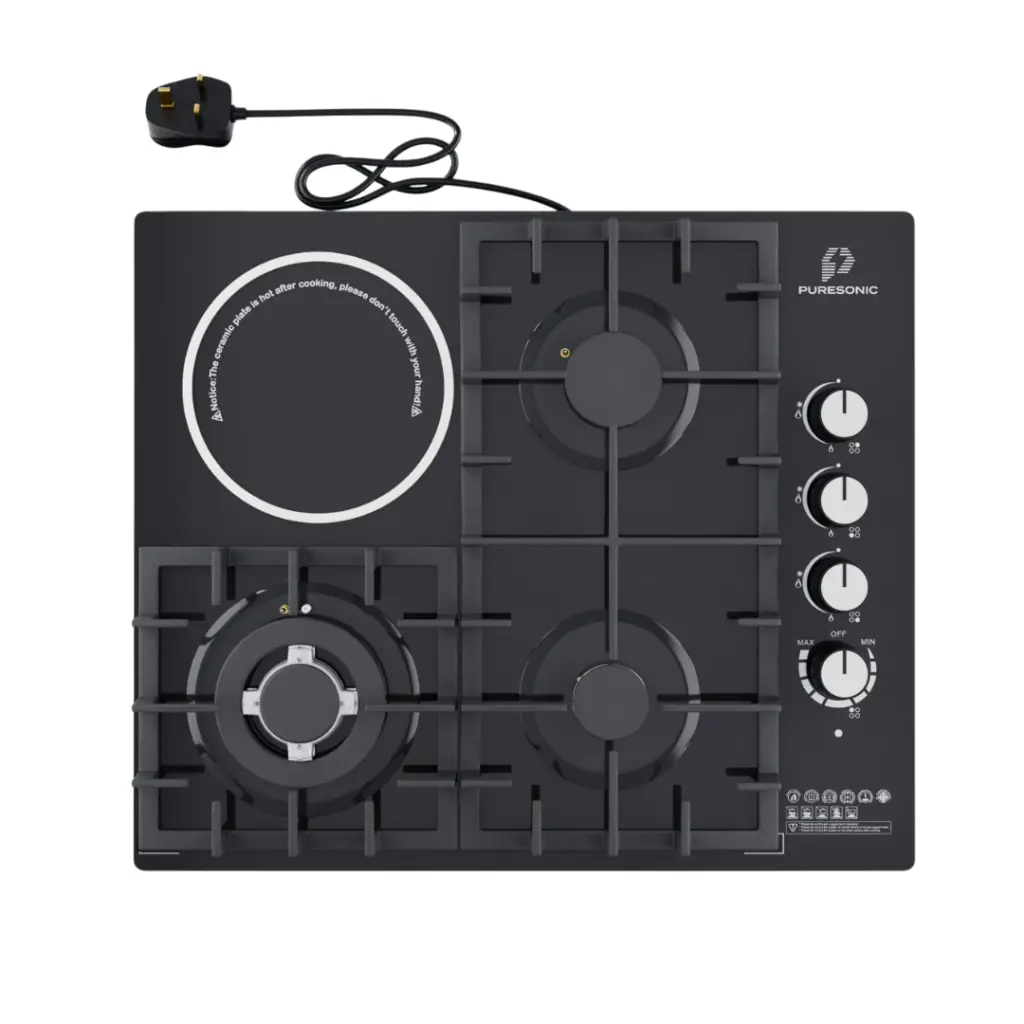 Puresonic Hybrid Gas & Ceramic 4 Stove Glass Hob with Flame Failure Device – photo 4