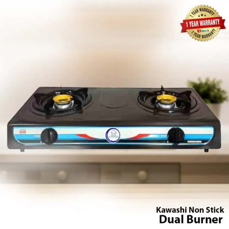 Kawashi 2 Burner Gas Cooker Non-Stick (Black) – photo 5