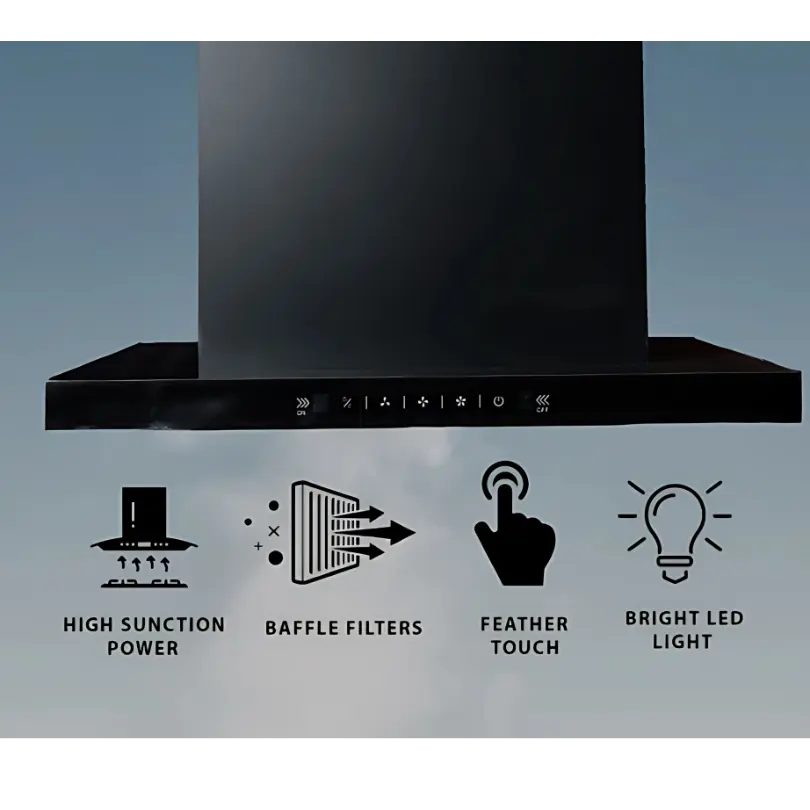 ‘T’ Shape Cooker Hood with Motion and Touch Control (Black) 60cm – photo 5