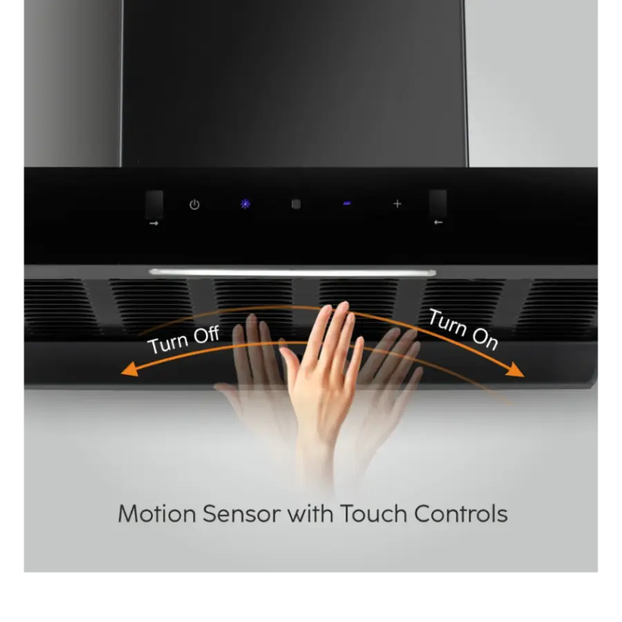 ‘T’ Shape Cooker Hood with Motion and Touch Control (Black) 60cm – photo 6