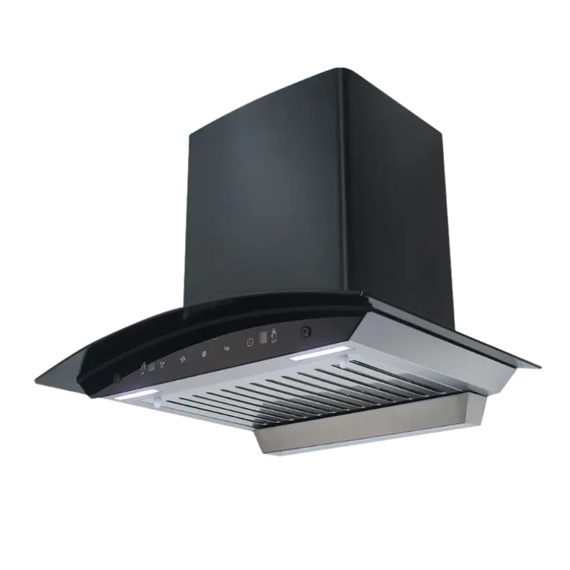 Premium Curved Glass 60cm Cooker Hood with touch and motion Sensor (Black) – photo 4