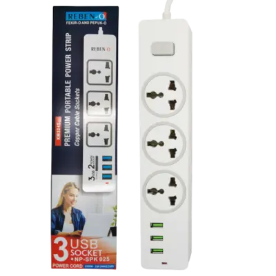 buy 3 way power strip with 3 USB ports in Sri Lanka