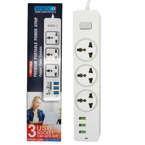 buy 3 way power strip with 3 USB ports in Sri Lanka