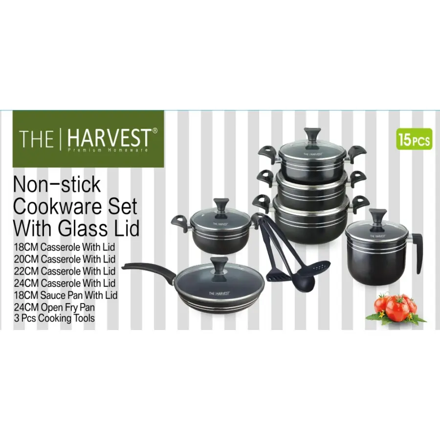 The Harvest Premium Quality 15 Pcs Cookware Set (BLACK / BROWN) – photo 4