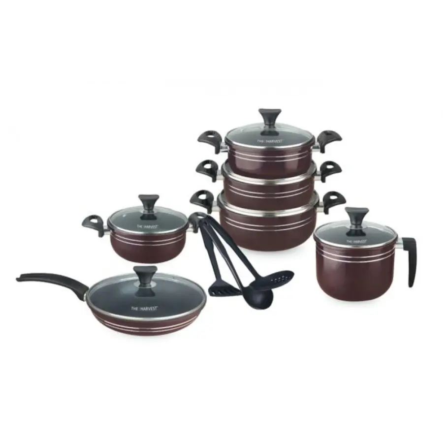 The Harvest Premium Quality 15 Pcs Cookware Set (BLACK / BROWN) – photo 2