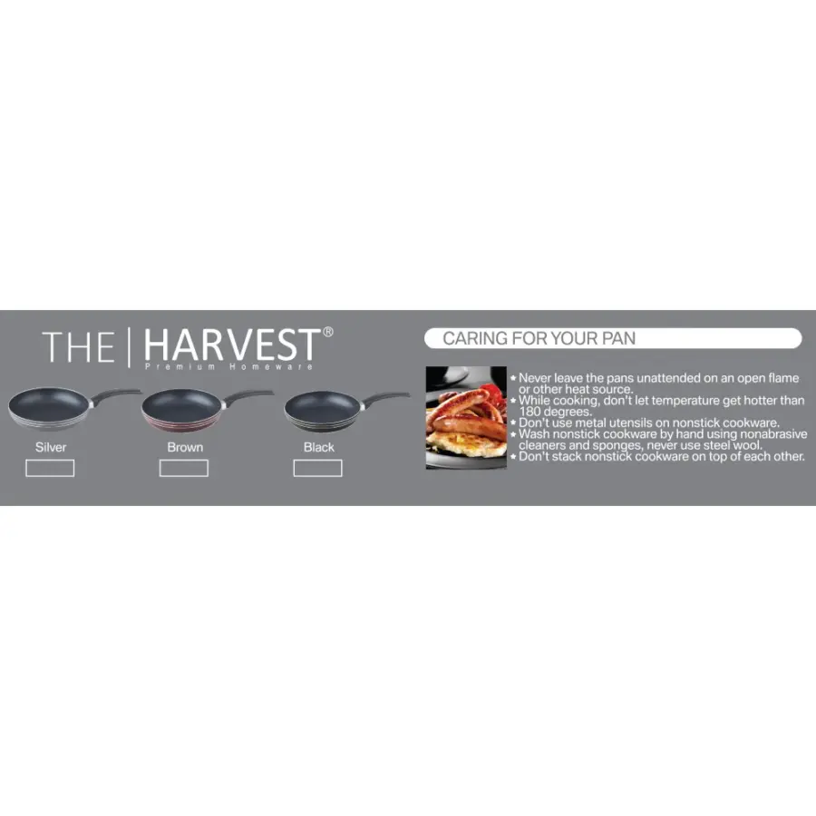 Premium Quality The Harvest Non Stick Fry Pan (SILVER/ BLACK / BROWN) 20cm, 24cm, 26cm – photo 4