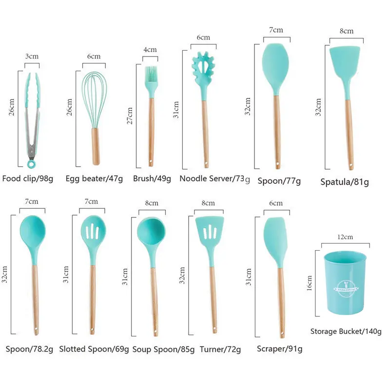Premium12 PCS Silicone Cooking Tools with Wood Handle Nonstick Cookware – photo 6