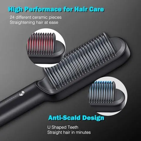 Ceramic Heated Hair Brush Hair straightener HQT-909B – photo 2