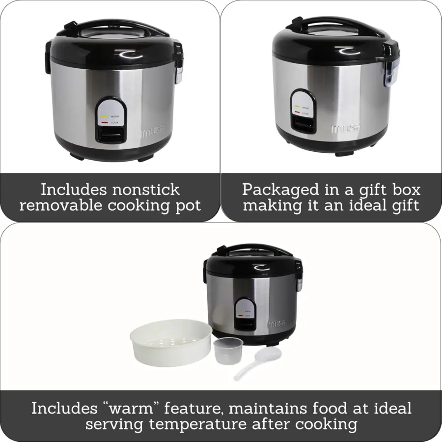 High Quality Stainless Steel Non-Stick Inner Pot 2.8 Liter Rice Cooker with Steamer (Warranty)"