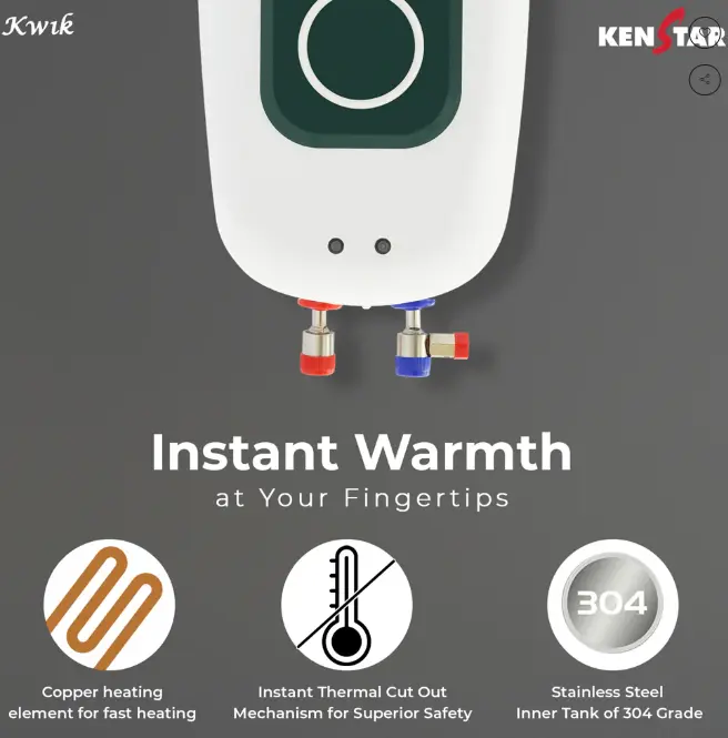 Kenstar Kwik Indian 5.9L, Instant Water Heater (without Shower Head)