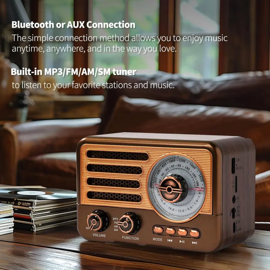 Luxury Rechargeable Bluetooth Supported Vintage/Retro FM Radio – photo 4