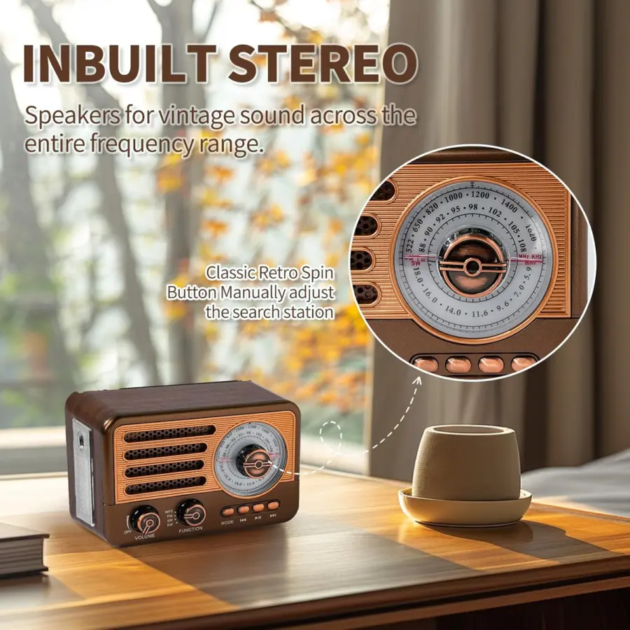 Luxury Rechargeable Bluetooth Supported Vintage/Retro FM Radio – photo 5