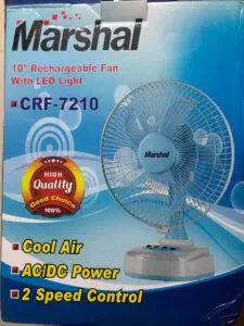 MARSHAL 10″ RECHARGEABLE TABLE FAN with LED light – photo 2