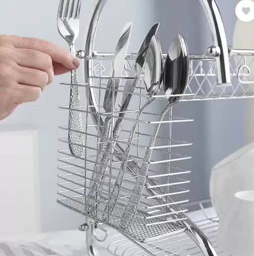 Two-Tier Kitchen Dish Rack – Silver – photo 2