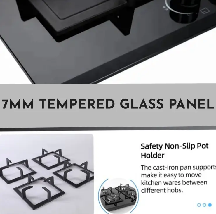 Premium Quality 4 Burner Glass Cooker Hob (Black) – photo 2