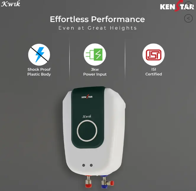 Kenstar Kwik Indian 5.9L, Instant Water Heater (without Shower Head)