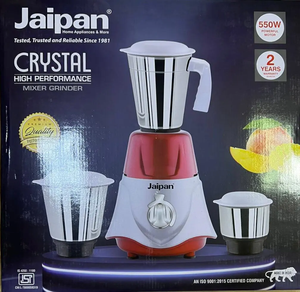 Genuine Indian Brand Jaipan 550 watt Mixer Grinder 3 SS Jar Limited Series – photo 3