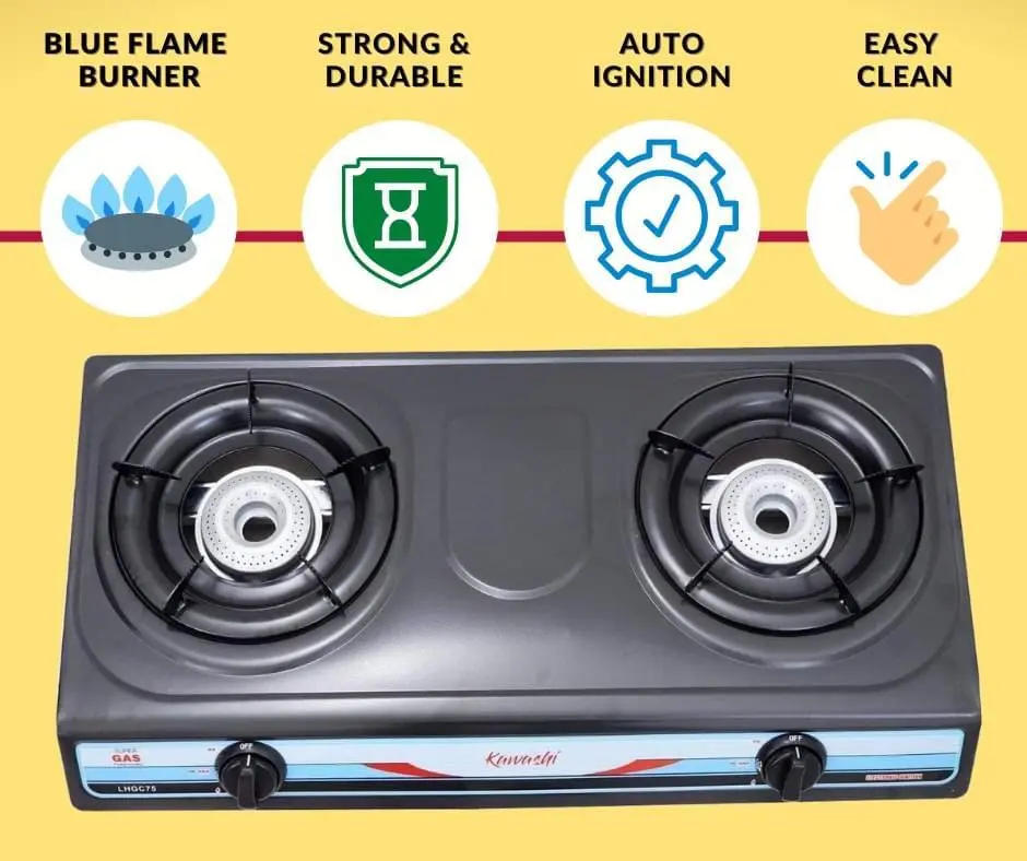 Kawashi 2 Burner Gas Cooker Non-Stick (Black) – photo 3