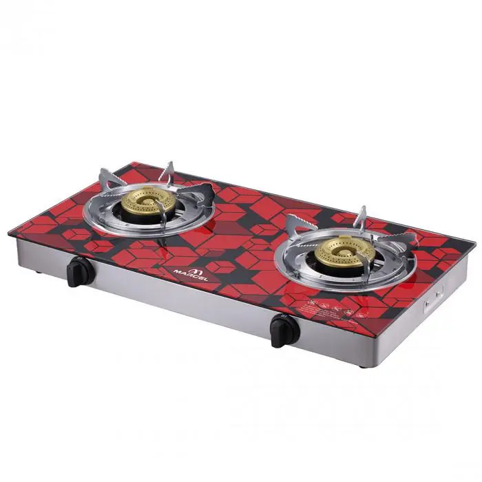 Premium Tempered Glass Top Double Gas Cooker (ONLY RED) – photo 2