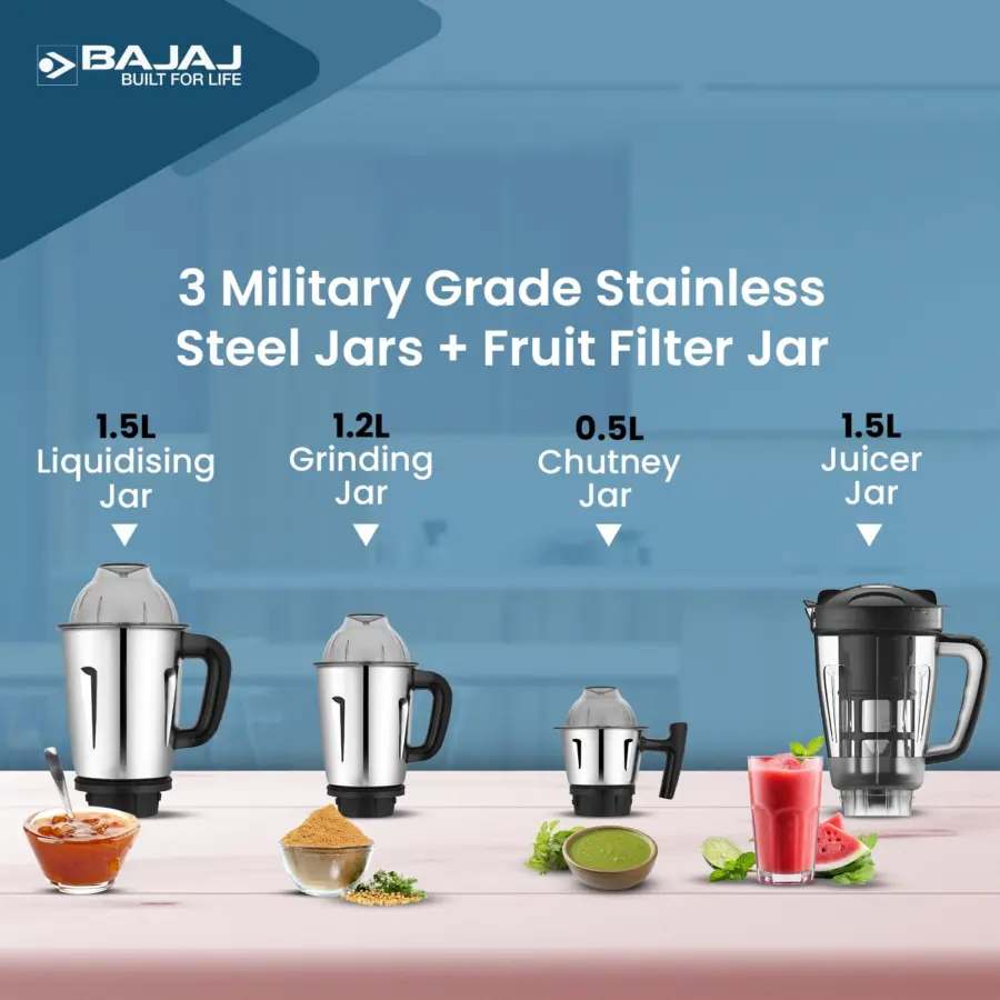 Bajaj Military Series Evoque 4 Jar 1000W Mixer Grinder – photo 5