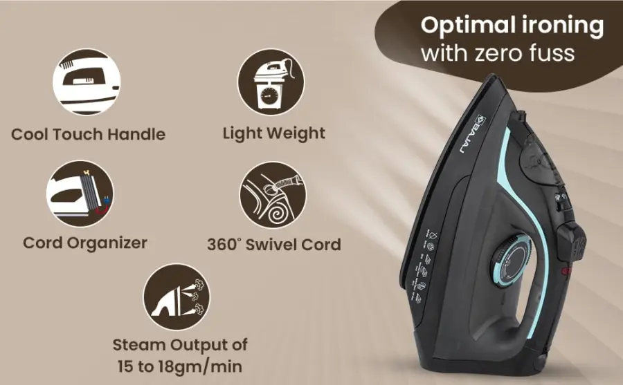 BAJAJ MX 45 Steam Iron 2000W (Black & Grey) – photo 6
