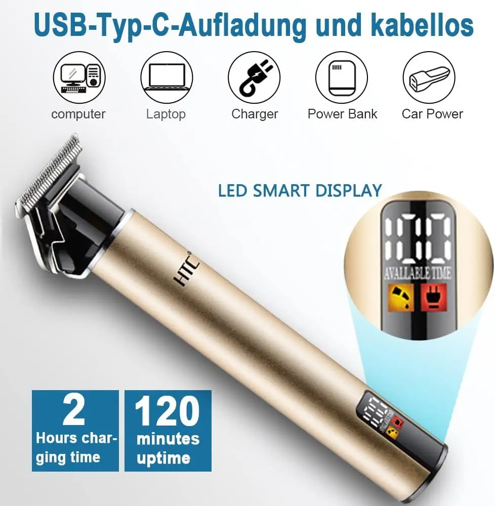 HTC Rechargeable Beard Trimmer AT-172 (Gold) – photo 3