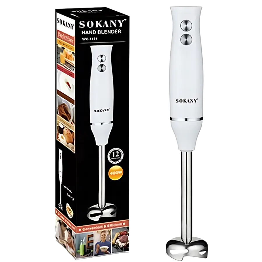 Sokany Stainless Steel Hand Blender SK-1707 – 400W, 2-Speed Control – Available in Sri Lanka from Trontronics.lk