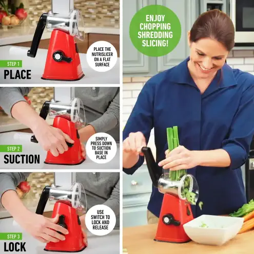 Nutri-Slicer 3-in-1 Spinning Counter-top Food Slicer and Grater – photo 3