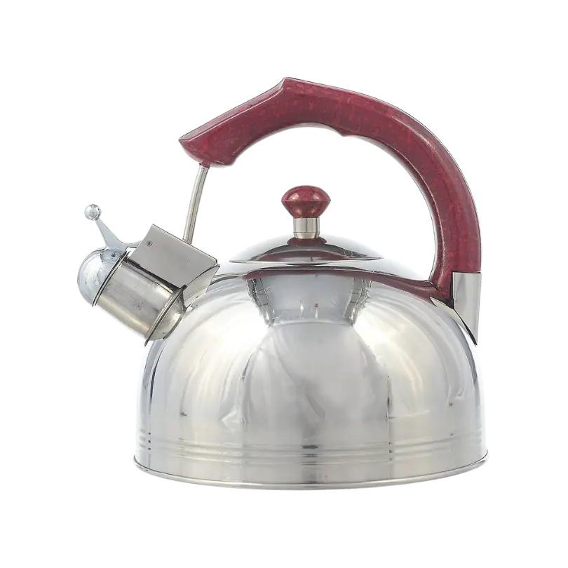 Introducing our beautifully designed 2.5-liter Whistling Kettle, the perfect addition to your kitchen. This kettle combines both style and functionality to enhance your daily tea or coffee rituals. **Product Features:** **Generous Capacity:** With a spacious 2.5-liter capacity, this kettle is perfect for serving multiple cups of your favorite hot beverages. Whether you're hosting guests or enjoying a peaceful moment by yourself, it has you covered. **Capsule Bottom:** The kettle is equipped with a capsule bottom, ensuring even heat distribution and efficient boiling. This feature guarantees a quicker and more energy-efficient boiling process. **Variety of Handle Colors:** Choose from a range of handle colors, including creamy white, teaky brown, and shiny maroon. Match your kettle to your kitchen decor and add a touch of personal style. **High-Quality Stainless Steel:** Crafted from high-quality stainless steel, this kettle is not only durable but also resistant to corrosion, ensuring longevity and performance. Elegant, efficient, and versatile, our 2.5-liter Whistling Kettle is designed to cater to your specific needs. Its stylish design and choice of handle colors make it a standout addition to your kitchen. Enjoy the convenience of even heat distribution and the satisfaction of brewing hot beverages with ease. Make a statement in your kitchen with this high-quality stainless steel kettle, where style meets practicality.