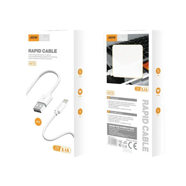 Aspor A172 Lightning USB 8 Pin Data Cable - photo 2 - Shopo.lk