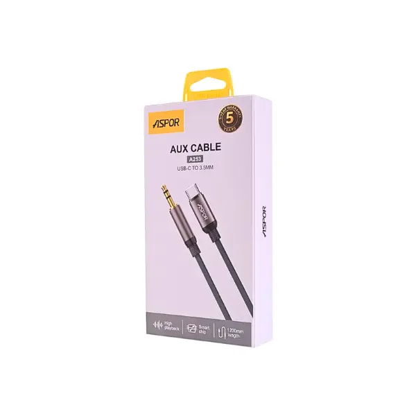 ASPOR A253 USB-C to 3.5mm AUX Audio Cable (120cm) - photo 3 - Shopo.lk