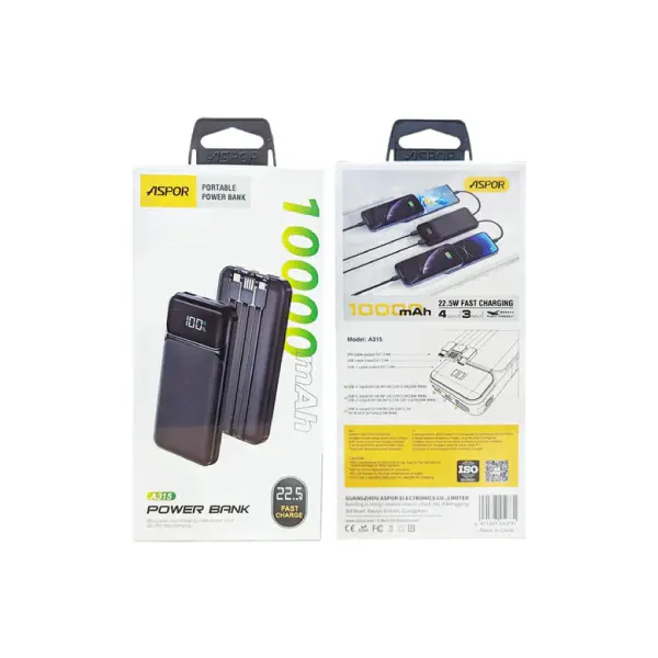 Aspor A315 10000mAh Power bank 22.5w Output - Shopo.lk Sri Lanka